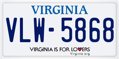 VA license plate VLW5868