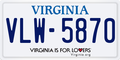 VA license plate VLW5870