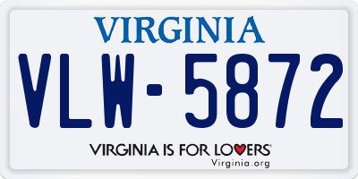 VA license plate VLW5872