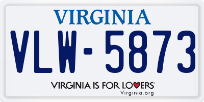 VA license plate VLW5873