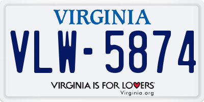 VA license plate VLW5874