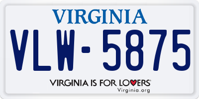 VA license plate VLW5875