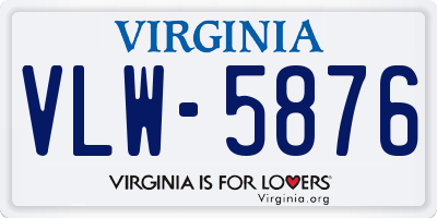 VA license plate VLW5876