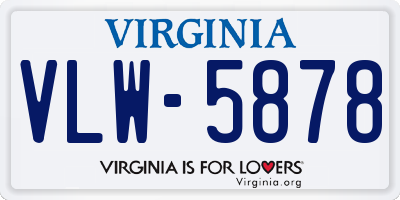 VA license plate VLW5878