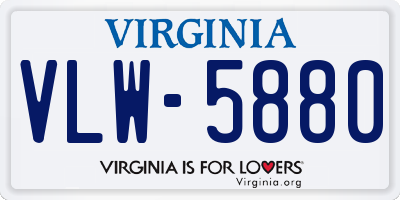 VA license plate VLW5880