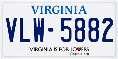 VA license plate VLW5882