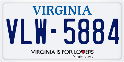 VA license plate VLW5884