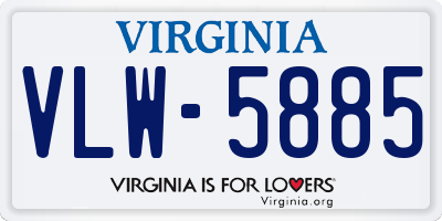 VA license plate VLW5885