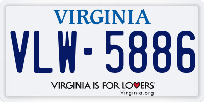 VA license plate VLW5886