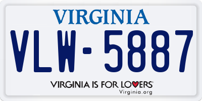 VA license plate VLW5887