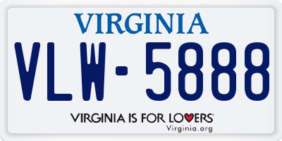 VA license plate VLW5888