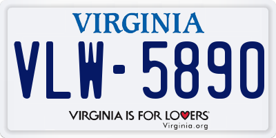 VA license plate VLW5890