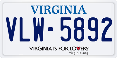 VA license plate VLW5892