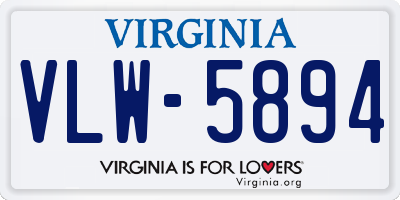 VA license plate VLW5894