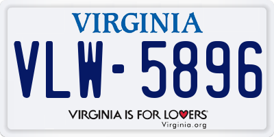 VA license plate VLW5896