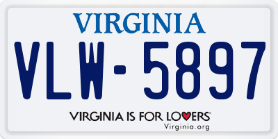 VA license plate VLW5897