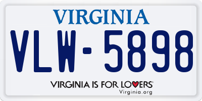 VA license plate VLW5898