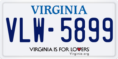 VA license plate VLW5899