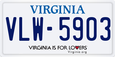 VA license plate VLW5903