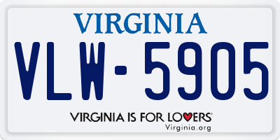 VA license plate VLW5905