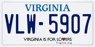 VA license plate VLW5907