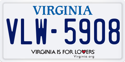 VA license plate VLW5908