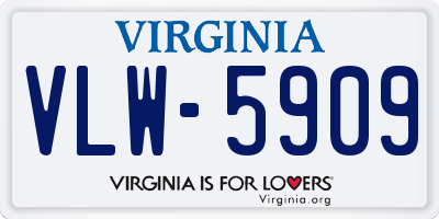 VA license plate VLW5909