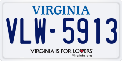 VA license plate VLW5913