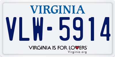 VA license plate VLW5914