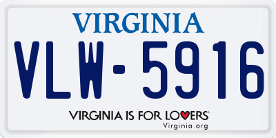 VA license plate VLW5916