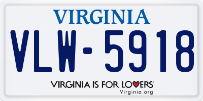 VA license plate VLW5918