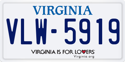 VA license plate VLW5919