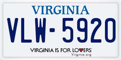 VA license plate VLW5920