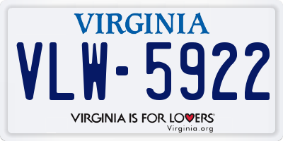 VA license plate VLW5922