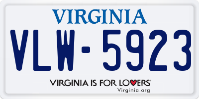 VA license plate VLW5923