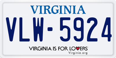 VA license plate VLW5924