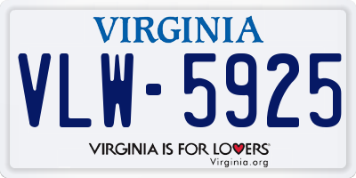 VA license plate VLW5925