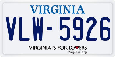 VA license plate VLW5926