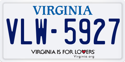 VA license plate VLW5927