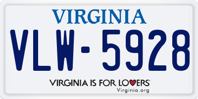 VA license plate VLW5928