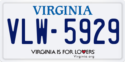 VA license plate VLW5929