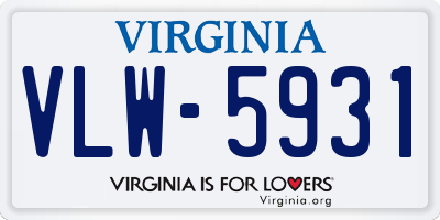 VA license plate VLW5931