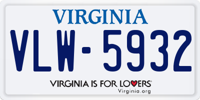 VA license plate VLW5932