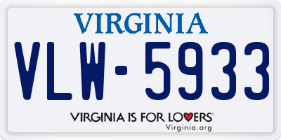 VA license plate VLW5933