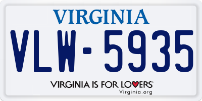 VA license plate VLW5935