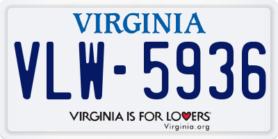 VA license plate VLW5936