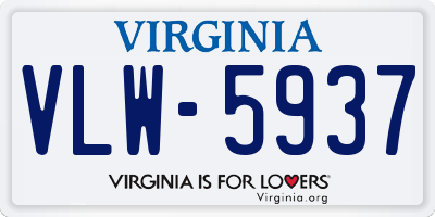 VA license plate VLW5937