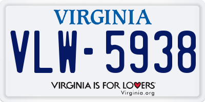 VA license plate VLW5938