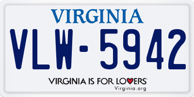 VA license plate VLW5942