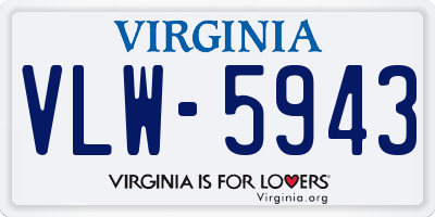 VA license plate VLW5943